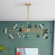 Load image into Gallery viewer, LightFixturesUSA-15-Light Branch Blue Glass Globe Bubble Chandelier-Chandelier-Gold-15-Lt