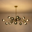 Load image into Gallery viewer, LightFixturesUSA-15-Light Branch Blue Glass Globe Bubble Chandelier-Chandelier-Gold-15-Lt