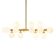 Load image into Gallery viewer, LightFixturesUSA-16-Light Milky White Glass Globe Linear Sputnik Chandelier-Chandelier-Black-16-Lt