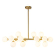 Load image into Gallery viewer, LightFixturesUSA-16-Light Milky White Glass Globe Linear Sputnik Chandelier-Chandelier-Black-16-Lt