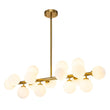 Load image into Gallery viewer, LightFixturesUSA-16-Light Milky White Glass Globe Linear Sputnik Chandelier-Chandelier-Black-16-Lt