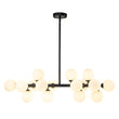 Load image into Gallery viewer, LightFixturesUSA-16-Light Milky White Glass Globe Linear Sputnik Chandelier-Chandelier-Black-16-Lt