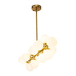 Load image into Gallery viewer, LightFixturesUSA-16-Light Milky White Glass Globe Linear Sputnik Chandelier-Chandelier-Black-16-Lt