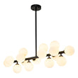 Load image into Gallery viewer, LightFixturesUSA-16-Light Milky White Glass Globe Linear Sputnik Chandelier-Chandelier-Black-16-Lt