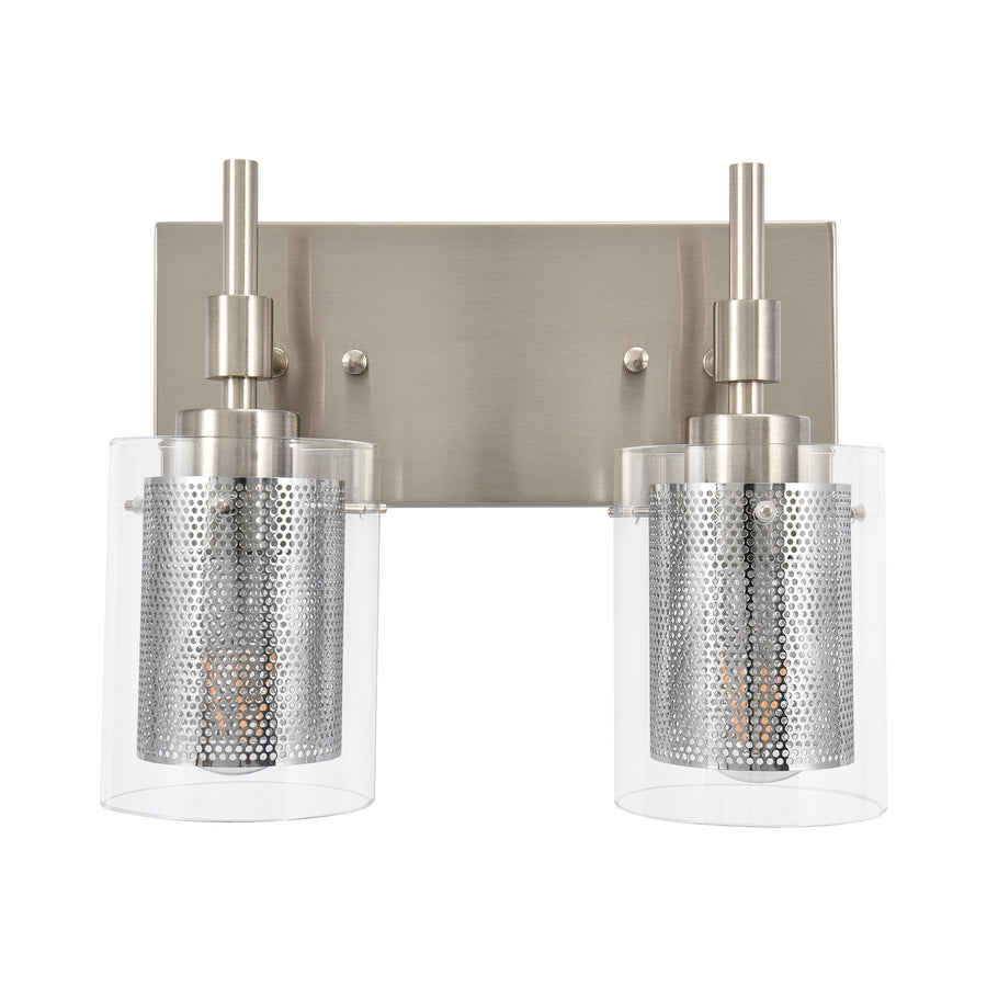 LightFixturesUSA-2-Light Cylinder Vanity Wall Light-Wall Sconce-Nickel-