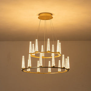 LightFixturesUSA-2-Tier Gold Candle Dimmable LED Round Chandelie-Chandelier-Gold-2-Tier (Pre-Order)