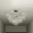 Load image into Gallery viewer, LightFixturesUSA-3-Light Brass Cluster Ribbed Glass Bubble Semi Flush Chandelier-Chandelier--