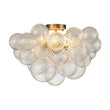 Load image into Gallery viewer, LightFixturesUSA-3-Light Brass Cluster Ribbed Glass Bubble Semi Flush Chandelier-Chandelier--