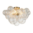 Load image into Gallery viewer, LightFixturesUSA-3-Light Brass Cluster Ribbed Glass Bubble Semi Flush Chandelier-Chandelier--