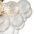 Load image into Gallery viewer, LightFixturesUSA-3-Light Brass Cluster Ribbed Glass Bubble Semi Flush Chandelier-Chandelier--