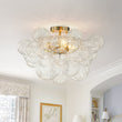 Load image into Gallery viewer, LightFixturesUSA-3-Light Brass Sculpture Glass Globe Bubble Semi Flush Chandelier-Chandelier-Brass-3-Lt (Pre-Order)