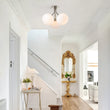 Load image into Gallery viewer, LightFixturesUSA-3-Light Opal Glass Sphere Semi Flush Mount Light-Ceiling Light-Nickel-