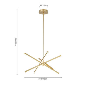 LightFixturesUSA-4-Light LED Tube Sputnik Chandelier-Chandelier-Brass-