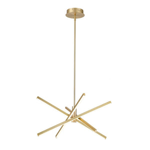 LightFixturesUSA-4-Light LED Tube Sputnik Chandelier-Chandelier-Brass-