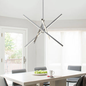 LightFixturesUSA-4-Light LED Tube Sputnik Chandelier-Chandelier-Chrome-