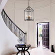 Load image into Gallery viewer, LightFixturesUSA-4-Light Manor Glass Wide Cylinder Lantern Pendant Light-Pendant Light-Black-