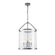 Load image into Gallery viewer, LightFixturesUSA-4-Light Manor Glass Wide Cylinder Lantern Pendant Light-Pendant Light-Chrome-
