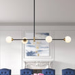 Load image into Gallery viewer, LightFixturesUSA-4-Light Opal Glass Globe Kitchen Island Pendant-Chandelier-Black-