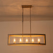 Load image into Gallery viewer, LightFixturesUSA-5-Light Curved Rectangle Frame Island Chandelier-Chandelier-Faux Wood-