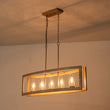 Load image into Gallery viewer, LightFixturesUSA-5-Light Curved Rectangle Frame Island Chandelier-Chandelier-Faux Wood-