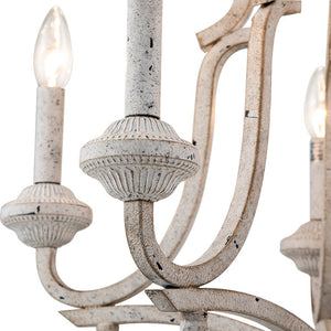 LightFixturesUSA-5-Light Distressed White Shabby Chic Candle Style Chandelier-Chandelier--
