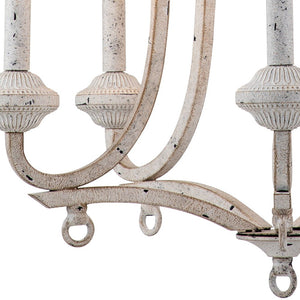 LightFixturesUSA-5-Light Distressed White Shabby Chic Candle Style Chandelier-Chandelier--