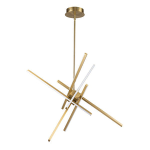 LightFixturesUSA-6-Light LED Rod Sputnik Chandelier-Chandelier-Brass-