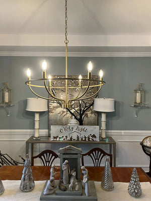 LightFixturesUSA-6-Light Round Candle Style Chandelier-Chandelier-Brass-