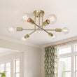 Load image into Gallery viewer, LightFixturesUSA-6-light Semi Flush Sputnik Light Fixture-Ceiling Light-Brass-