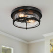 Load image into Gallery viewer, LightFixturesUSA-Black Seeded Glass Flush Mount-Ceiling Light--
