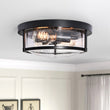 Load image into Gallery viewer, LightFixturesUSA-Black Seeded Glass Flush Mount-Ceiling Light--