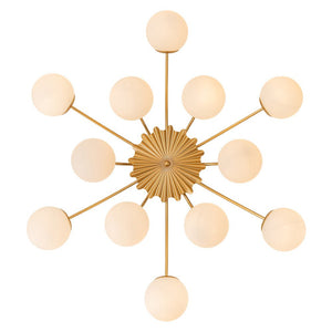 LightFixturesUSA-Blossom 12-Light Opal Glass Bubble Semi Flush Chandelier-Chandelier-12-Lt-Brass