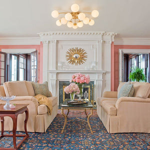 LightFixturesUSA-Blossom 12-Light Opal Glass Bubble Semi Flush Chandelier-Chandelier-12-Lt-Brass