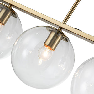 LightFixturesUSA-Brass 5-Light Glass Globe Linear Pendant-Chandelier--