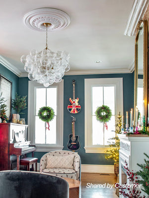 LightFixturesUSA-Brass Cluster Ribbed Glass Globe Bubble Chandelier-Chandelier-3-Lt-Brass