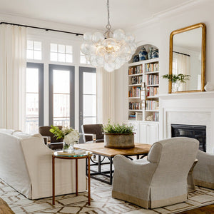 LightFixturesUSA-Brass Cluster Ribbed Glass Globe Bubble Chandelier-Chandelier-8-Lt-Brass