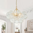 Load image into Gallery viewer, LightFixturesUSA-Brass Cluster Sculpture Texture Glass Globe Bubble Chandelier-Chandelier-Brass-3-Lt (Pre-Order)