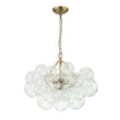 Load image into Gallery viewer, LightFixturesUSA-Brass Cluster Sculpture Texture Glass Globe Bubble Chandelier-Chandelier-Brass-3-Lt (Pre-Order)