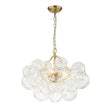 Load image into Gallery viewer, LightFixturesUSA-Brass Cluster Sculpture Texture Glass Globe Bubble Chandelier-Chandelier-Brass-3-Lt (Pre-Order)
