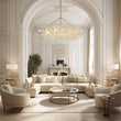 Load image into Gallery viewer, LightFixturesUSA-Brass Halo Ribbed Glass Globe Bubble Ring Chandelier-Chandelier-12-Lt-