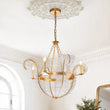 Load image into Gallery viewer, LightFixturesUSA-Chic Brass Crystal Floral Chandelier-Chandelier--