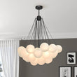 Load image into Gallery viewer, LightFixturesUSA-Cluster Frosted Glass Bubble Chandelier-Chandelier-37 Globes-Black