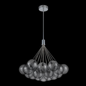 LightFixturesUSA-Cluster Ribbed Glass Dimmable LED Bubble Chandelier-Chandelier-Chrome-