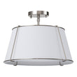 Load image into Gallery viewer, LightFixturesUSA-Contemporary Wide Linen Drum Brass Semi Flush Mount-Ceiling Light-4-Lt-Nickel (Pre-Order)