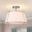 Load image into Gallery viewer, LightFixturesUSA-Contemporary Wide Linen Drum Brass Semi Flush Mount-Ceiling Light-4-Lt-Nickel (Pre-Order)