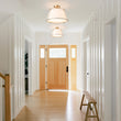 Load image into Gallery viewer, LightFixturesUSA-Contemporary Wide Linen Drum Brass Semi Flush Mount-Ceiling Light-Brass-4-Lt