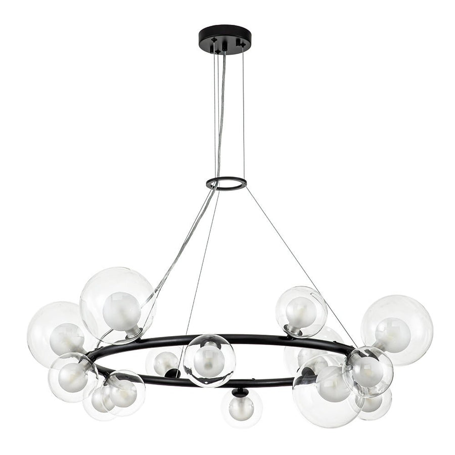 LightFixturesUSA-Decorative Halo Glass Globe Bubble Ring Chandelier-Chandelier-Black-