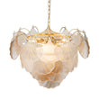 Load image into Gallery viewer, LightFixturesUSA-French Gold Layered Ginkgo Leaf Textured Glass Chandelier-Chandelier-Gold-