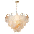 Load image into Gallery viewer, LightFixturesUSA-French Gold Layered Ginkgo Leaf Textured Glass Chandelier-Chandelier-Gold-