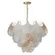 Load image into Gallery viewer, LightFixturesUSA-French Gold Layered Ginkgo Leaf Textured Glass Chandelier-Chandelier-Gold-